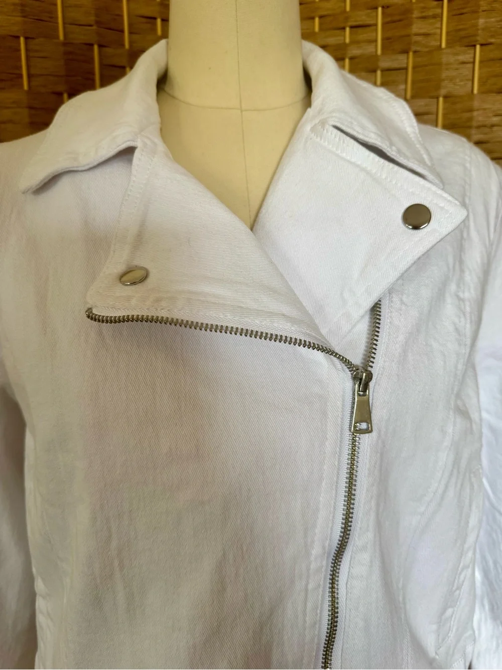 NWT Steve Madden white denim moto jacket L - Picture 3 of 14